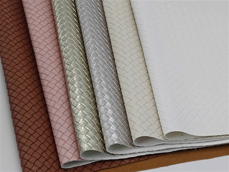 Metallic Square Woven Embossed Faux Leather