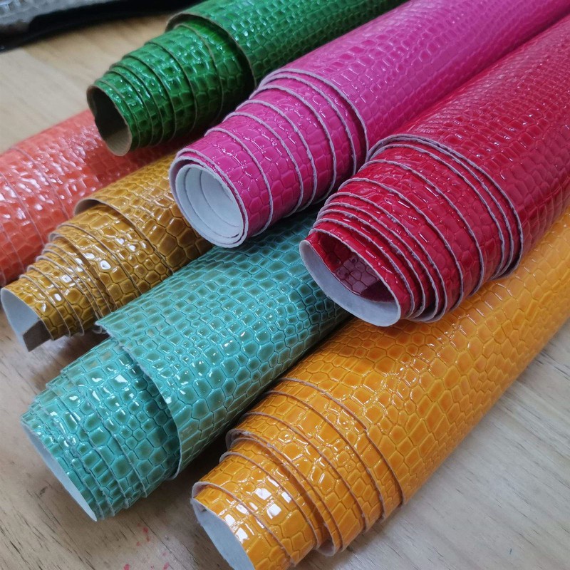 Glossy Crocodile Embossed PU Leather For Bags Accessories 1 Glossy Crocodile Embossed PU Leather For Bags Accessories 1
