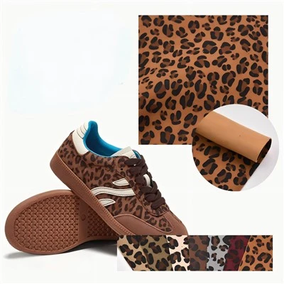 Leopard Print Suede PU Fabric