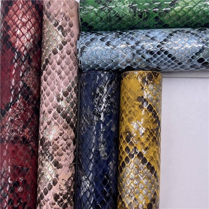 Snake Texture PU Leather Material For Shoe Upper & Bag Making price