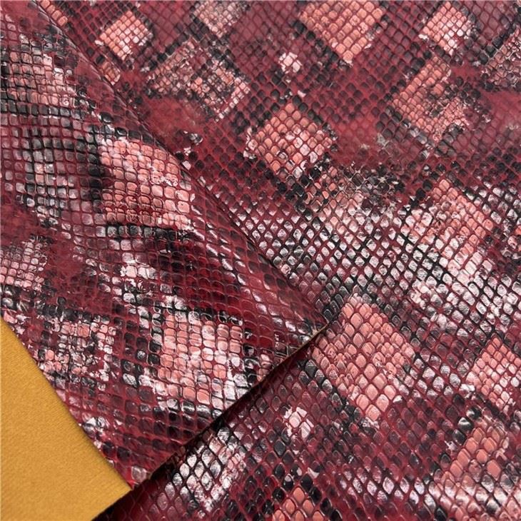 Snake Texture PU Leather Material For Shoe Upper & Bag Making factory