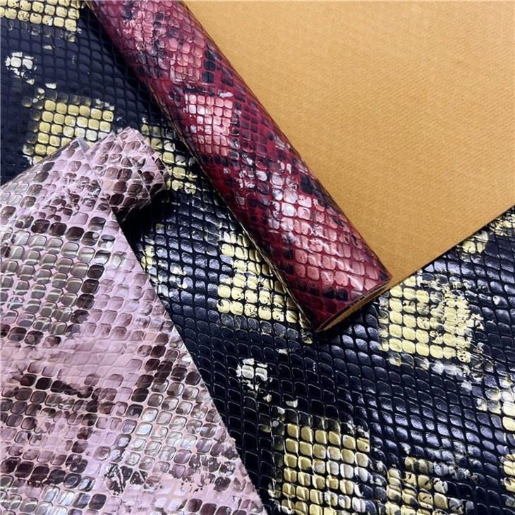 Snake Texture PU Leather Material For Shoe Upper & Bag Making suppliers