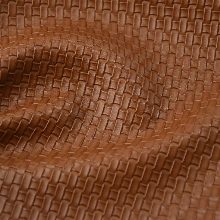 Woven Embossed PU Leather For Bags factory